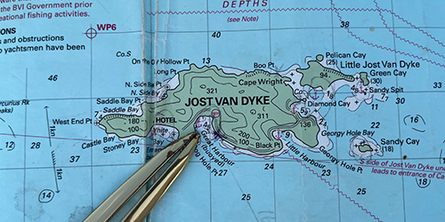Jost van Dyke on a chart